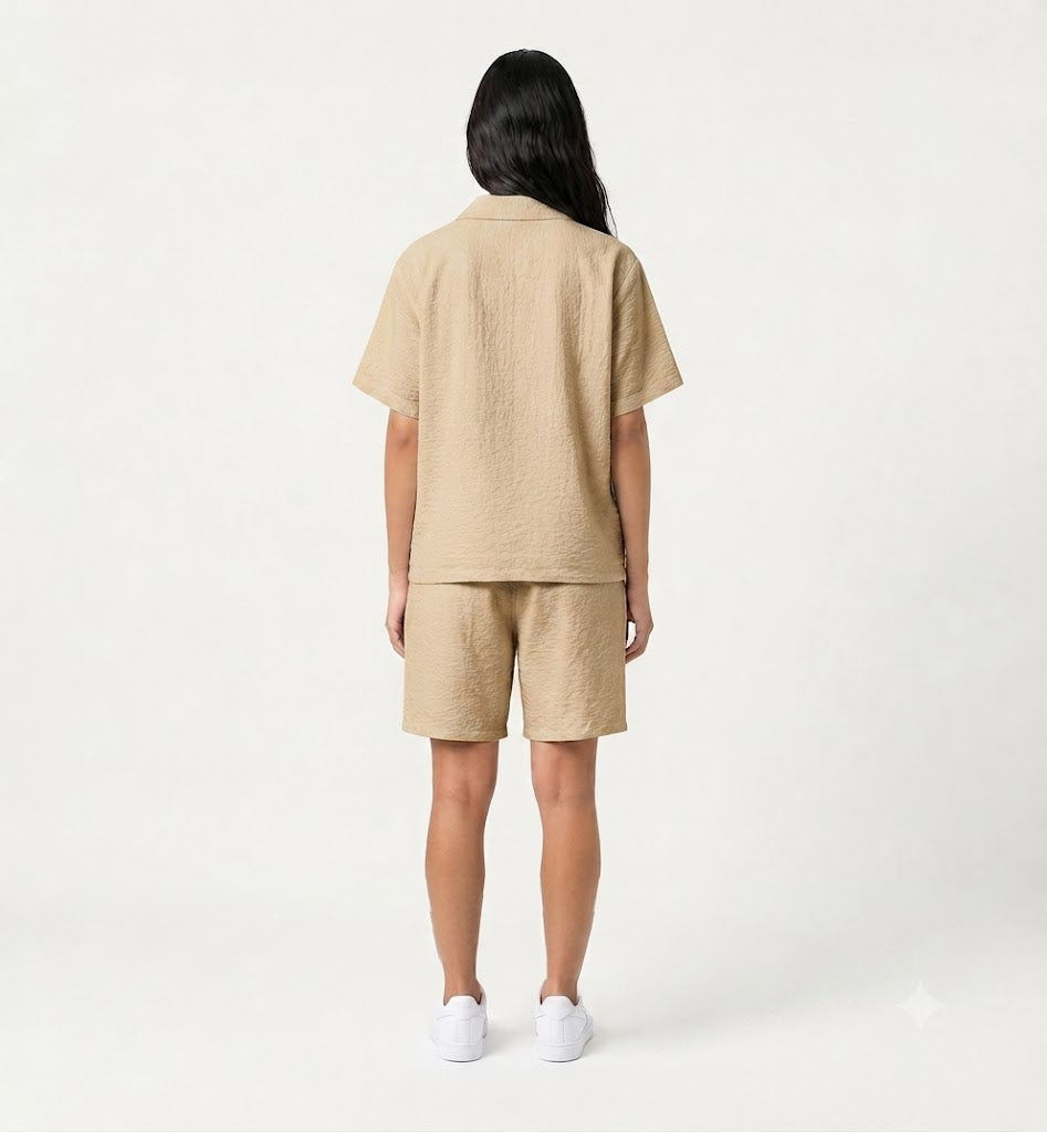 Beige V linen set