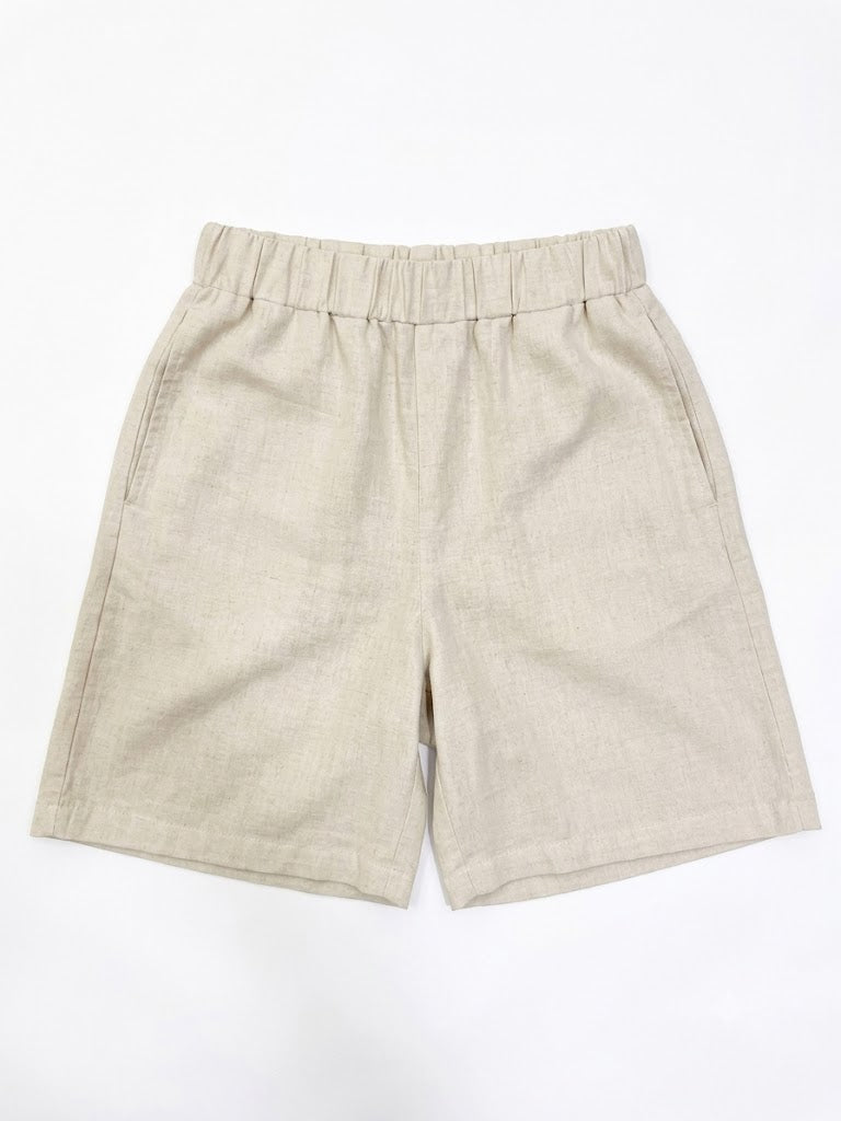 V linen short