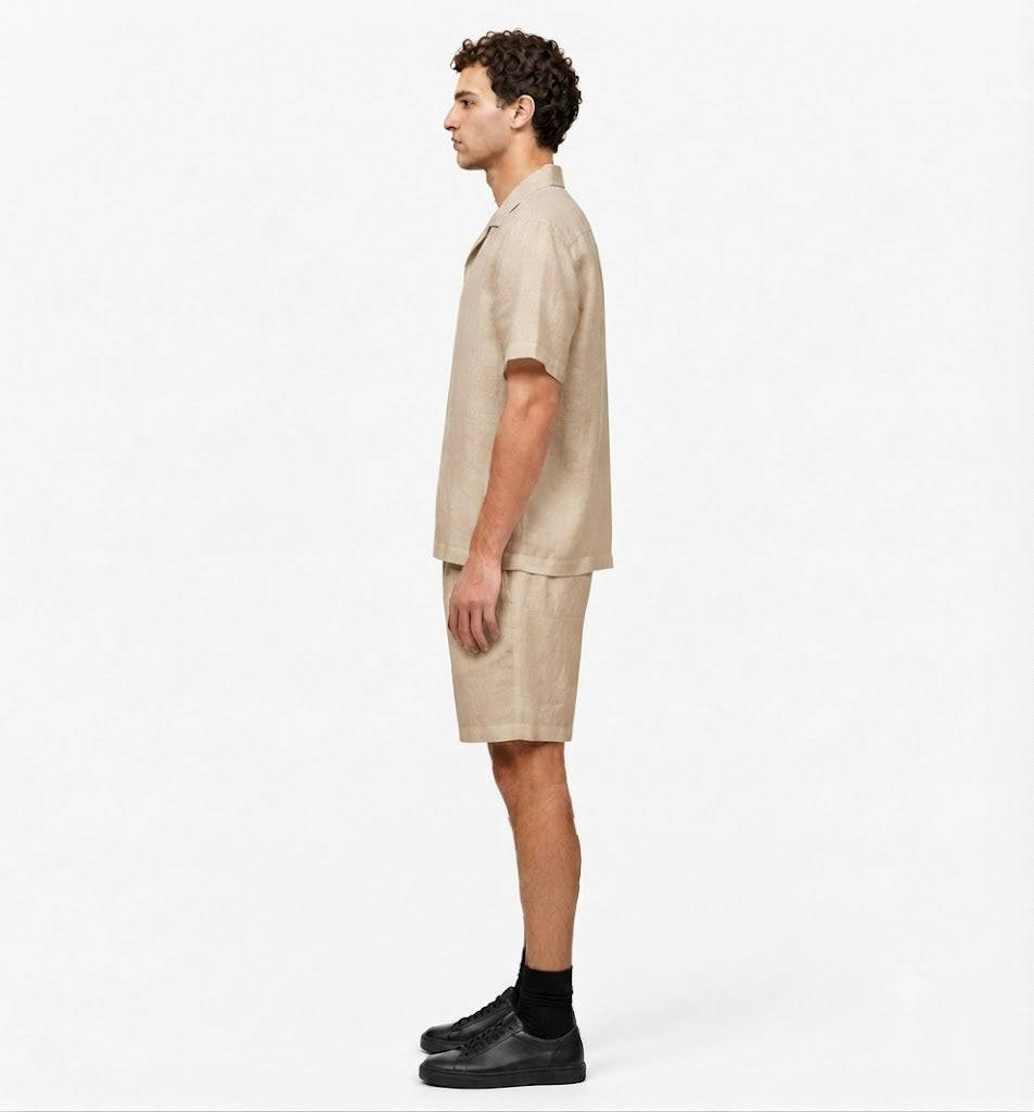 Beige V linen set