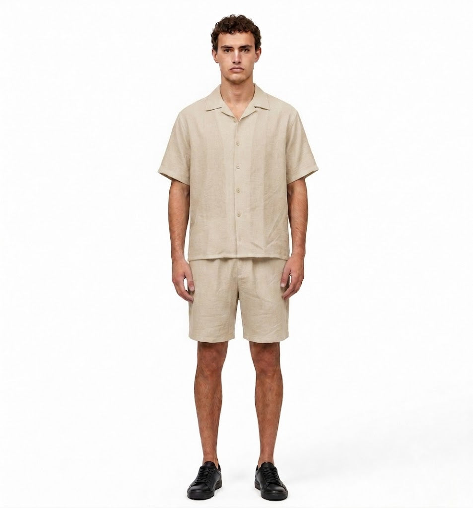 Beige V linen set
