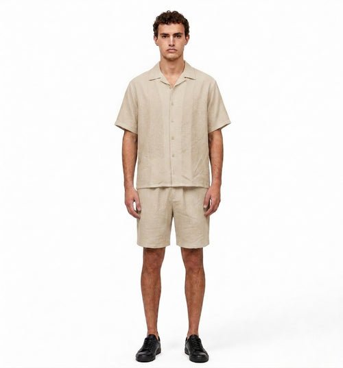 Beige V linen set