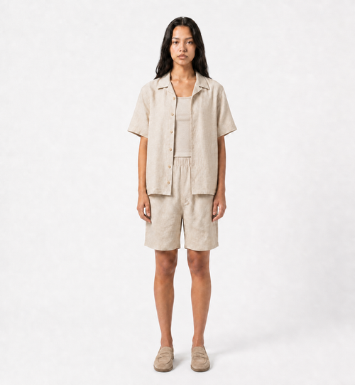 Beige V linen set